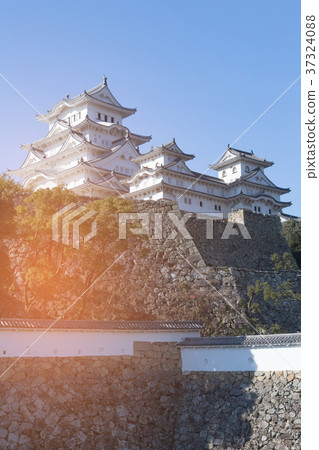 Himeji Castle with blue sky background Himeji Castle with blue sky background 37324088