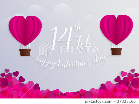 Concept of Valentine day, hot air balloon Concept of Valentine day, hot air balloon 37325166