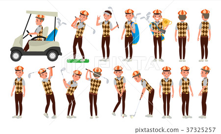Classic Golf Player Vector. Swing Shot On Course Classic Golf Player Vector. Swing Shot On Course 37325257