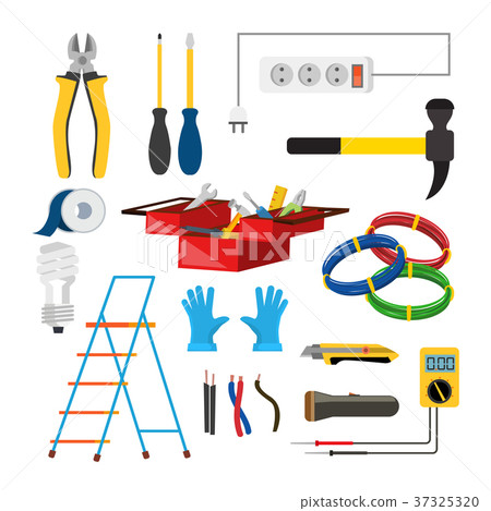 Electrician Icons Set Vector. Electrician Electrician Icons Set Vector. Electrician 37325320