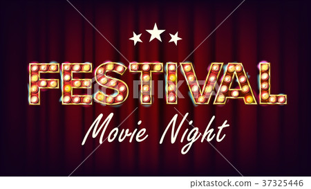 Festival Movie Night Banner Vector. Retro Cinema Festival Movie Night Banner Vector. Retro Cinema 37325446