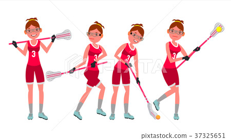 Female Lacrosse Player Vector. Profesional Sport Female Lacrosse Player Vector. Profesional Sport 37325651
