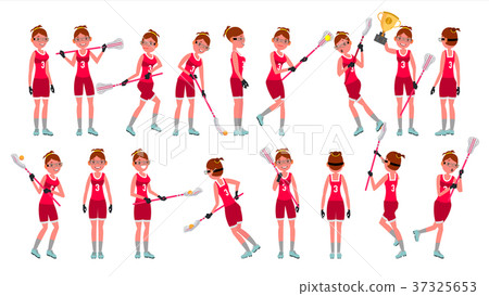 Lacrosse Girl Vector. Catch The Ball. Running Lacrosse Girl Vector. Catch The Ball. Running 37325653