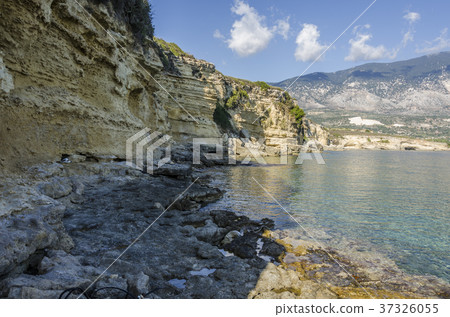 coast with cliffs near Pessada in kefalonia island 37326055