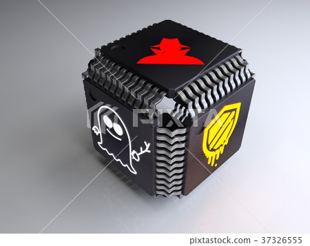 Cube made of computerchips with a meltdown spectre Cube made of computerchips with a meltdown spectre 37326555