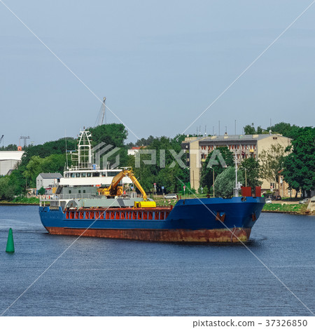 Blue cargo ship 37326850