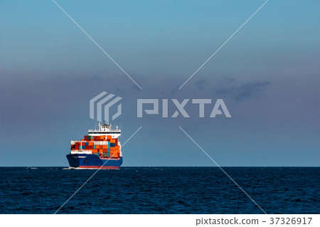 Blue container ship in Baltic sea 37326917