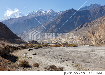 View of the Himalayas and the town of Jomsom 37327661