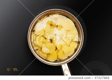 potatoes is cooked in pan 37327868