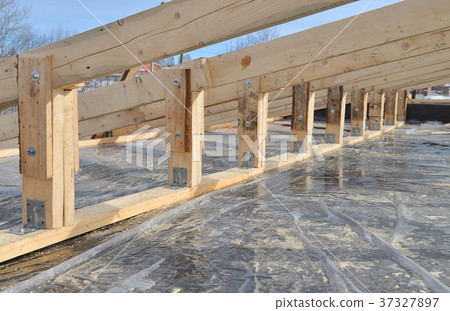 Wooden roofing construction frame, new roof Wooden roofing construction frame, new roof 37327897