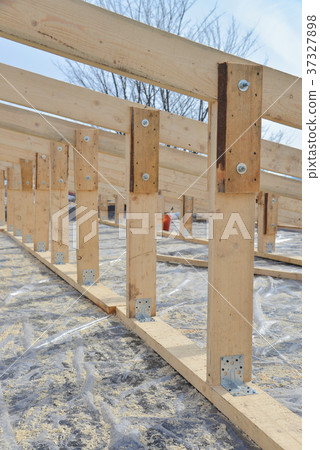 Wooden roofing construction frame, new roof 37327898