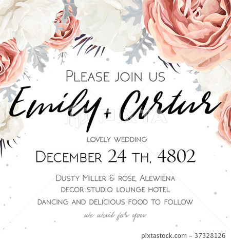 Vector floral wedding invite save the date card Vector floral wedding invite save the date card 37328126