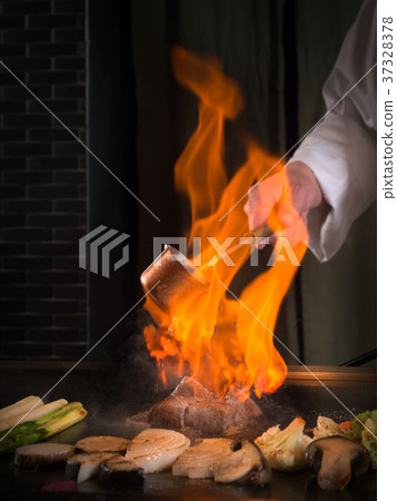 Western food Teppanyaki Kurota Tajima Ota beef fillet steak cooking scenery 37328378