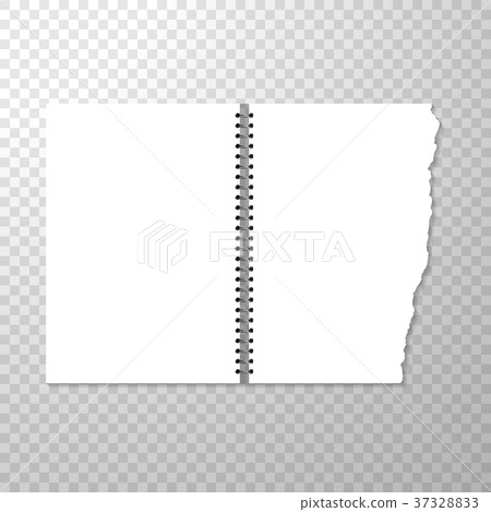 Opened Notebook Template with Blank Page. Torn 37328833