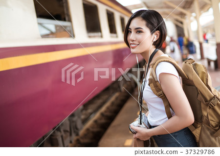 Woman traveler to train 37329786