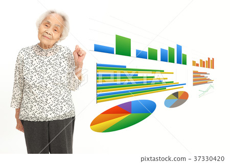 Senior woman and graph Senior woman and graph 37330420