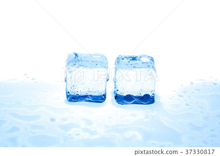 Blue ice cubes on white background. Blue ice cubes on white background. 37330817