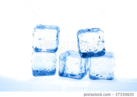 Blue ice cubes on white background. Blue ice cubes on white background. 37330820