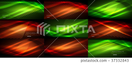 Set of neon smooth wave digital abstract Set of neon smooth wave digital abstract 37332843