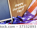 Happy President's Day Typography and USA Flag 37332893