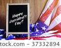 Happy President's Day Typography and USA Flag 37332894