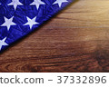 USA Flag on Brown Wooden Board Scene 37332896