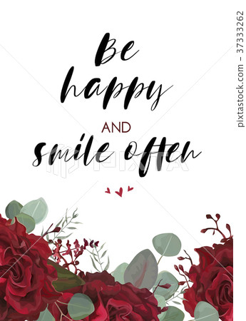 Floral card design vector watercolor rose bouquet 37333262