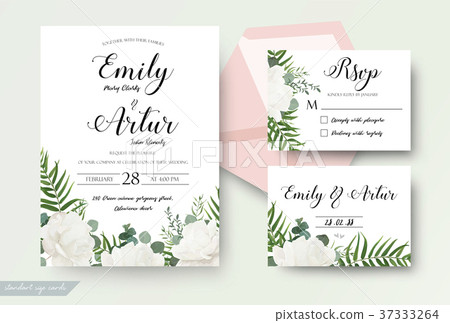 Wedding cards floral design. Invite rsvp, response Wedding cards floral design. Invite rsvp, response 37333264