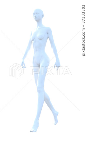 人體模型女性白色充分的nud perming3DCG例證材料 37333503