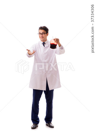 Doctor in blood donation concept isolated on white 37334306