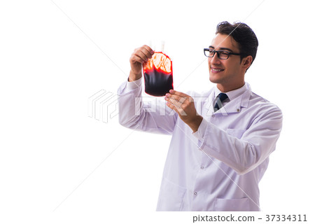 Doctor in blood donation concept isolated on white 37334311