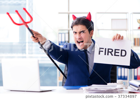 Devil angry businessman in the office 37334897