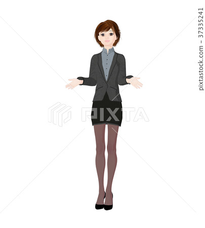 Business suit women perming 2DCG illustrations material 37335241