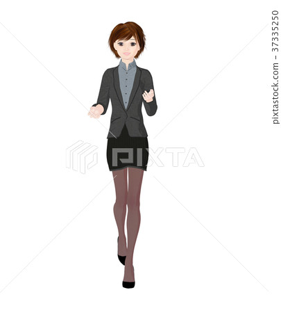 Business suit women perming 2DCG illustrations material 37335250