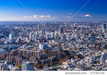<< Tokyo >> Mt. Fuji floating over the cityscape of Tokyo 37336130