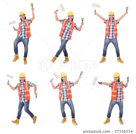 Funny painter isolated on white Funny painter isolated on white 37336554