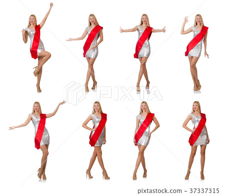 Beauty contest winner isolated on the white Beauty contest winner isolated on the white 37337315