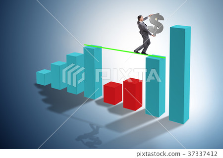 Young businessman in business concept with bar 37337412