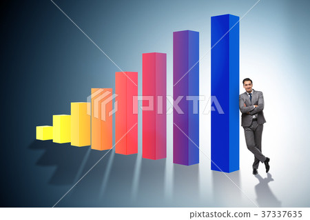 Young businessman in business concept with bar 37337635