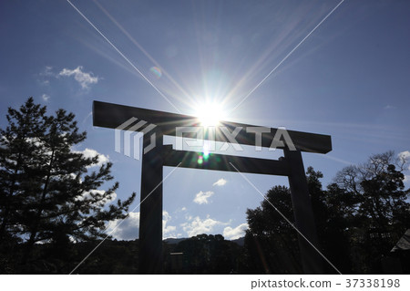 在伊勢神宮前的鳥居 在伊勢神宮前的鳥居 37338198