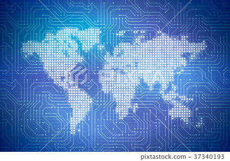 Hi-tech pixelated world map on complicated 37340193