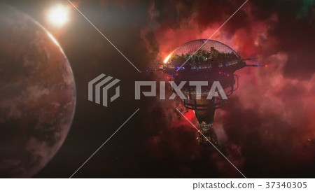 Going to the space station near the planet and 37340305