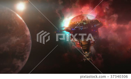 Going to the space station near the planet and 37340306