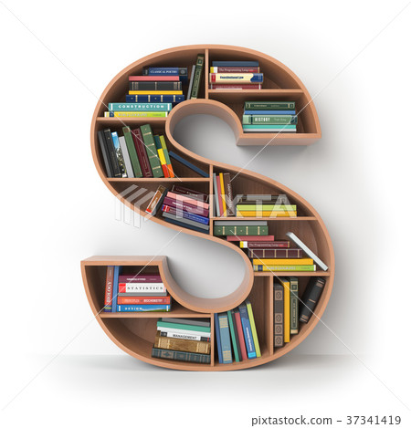 Letter S. Alphabet in form of shelves with books 37341419