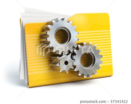 Folder sign with geras icon. Settings, database Folder sign with geras icon. Settings, database 37341422