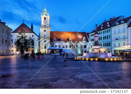 Bratislava Old Town Main Market Square at Night 37342137