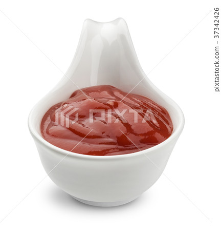 Bowl of ketchup isolated on white background Bowl of ketchup isolated on white background 37342426