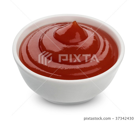 Bowl of ketchup isolated on white background Bowl of ketchup isolated on white background 37342430