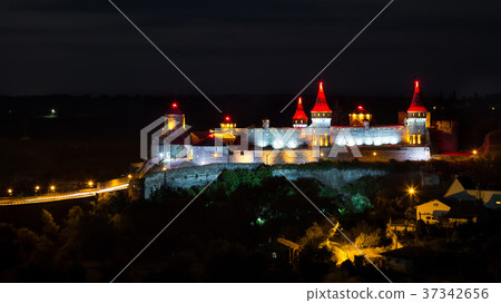 Beautiful castle on a mountain hill 37342656