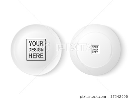 Realistic vector white food dish plate icon set Realistic vector white food dish plate icon set 37342996